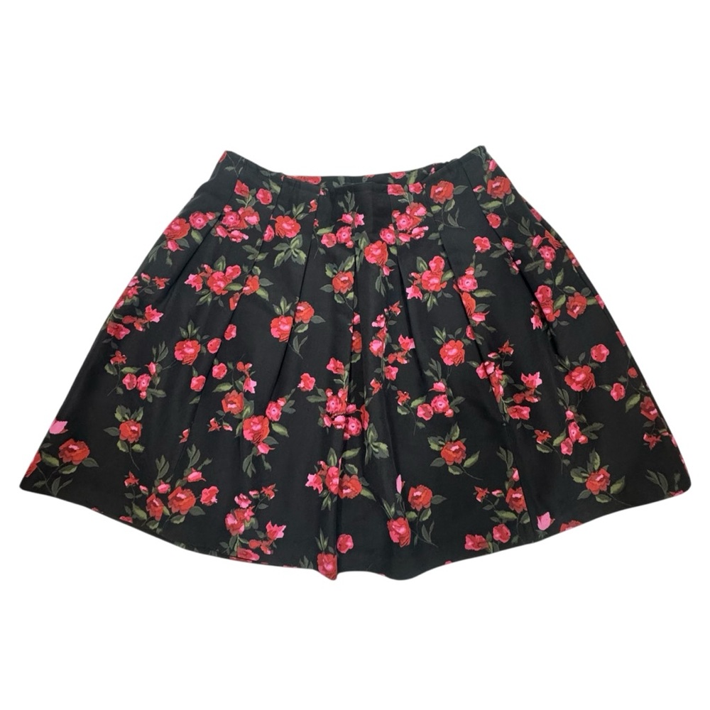 Talbots Pleated Rose Print Skirt Sz 20 Silk Blend Dark Romantic Feminine